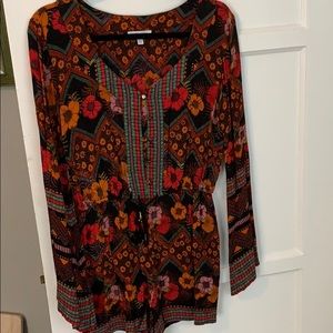 Button up and tie romper